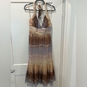 BCBGMAXAZRIA Chiffon Tie Dye Halter Dress